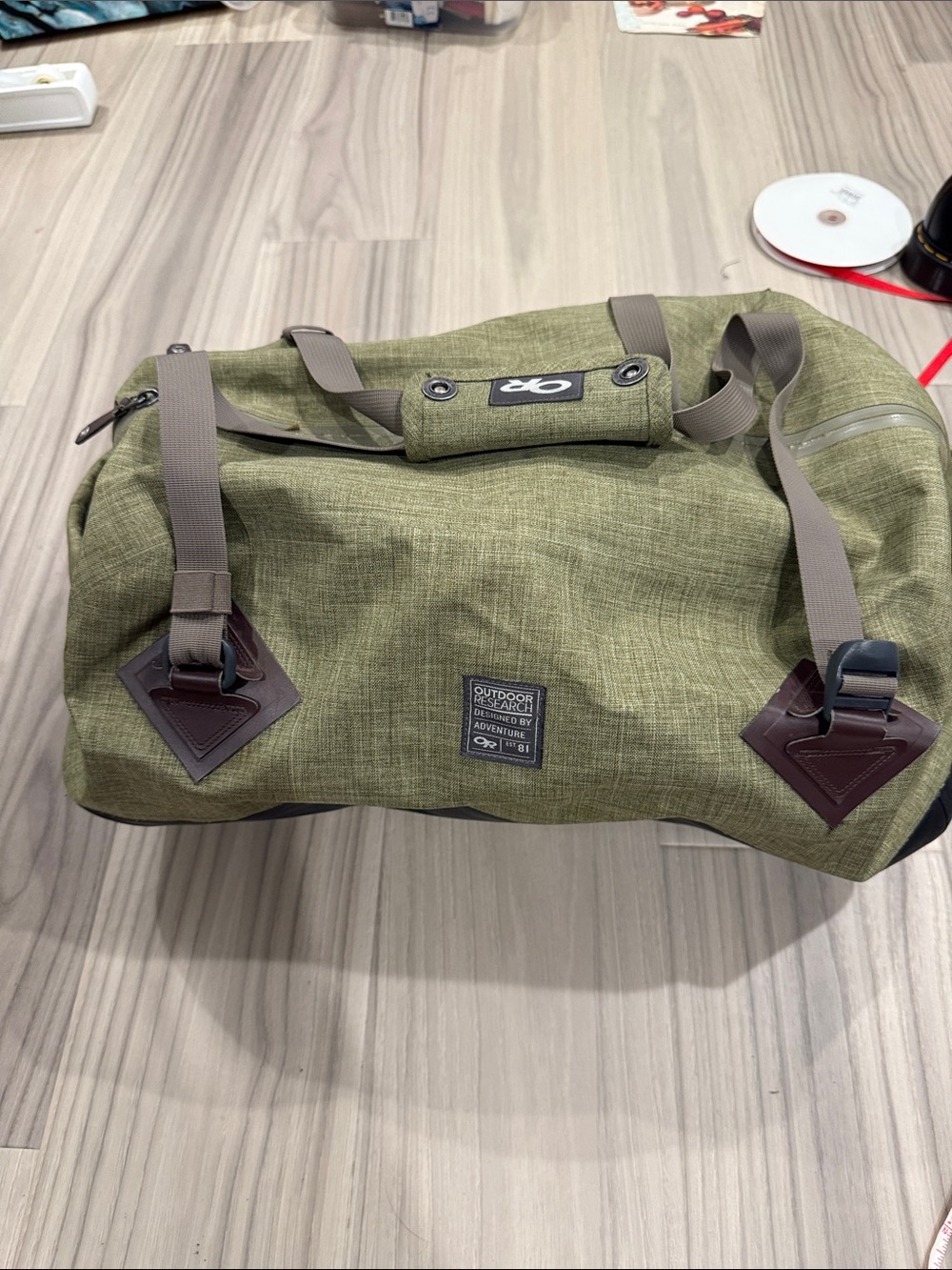 Outdoor Research Olive Duffel with Taupe Straps